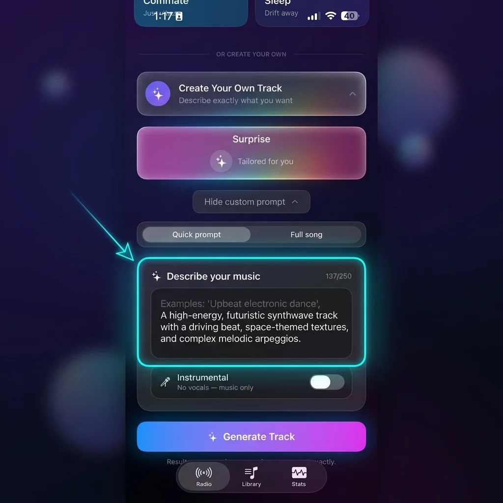 Quick Prompt mode annotated screenshot
